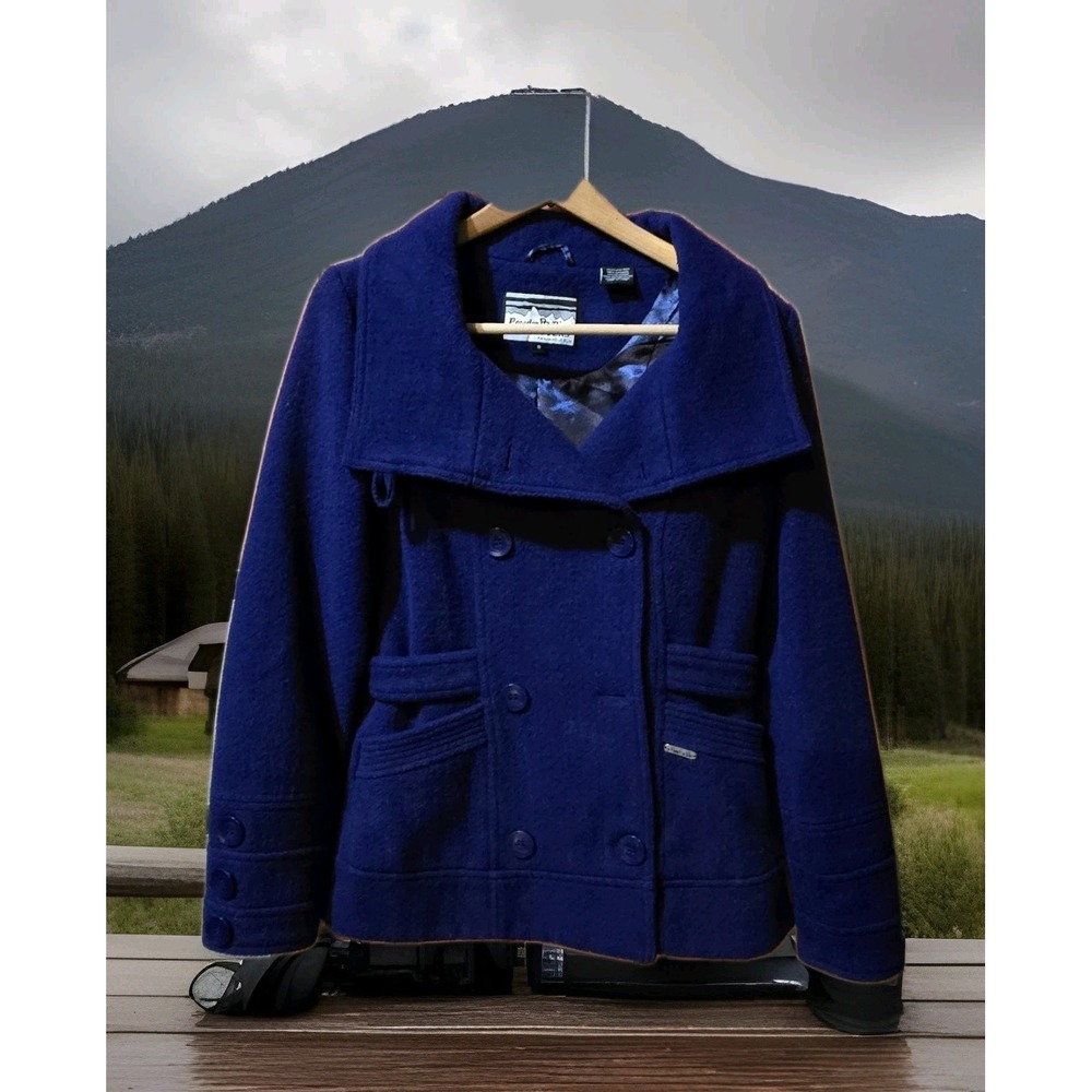 Powder River Outfitters Panhandle Womens Small Double Breasted‎ Peacoat Cobalt
